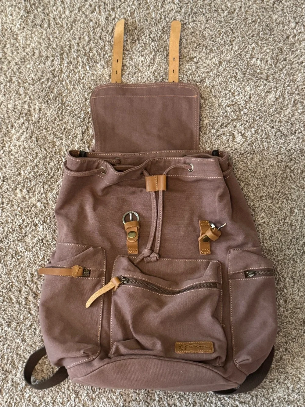GEARONIC Vintage Canvas Backpack - Brown/Coffee